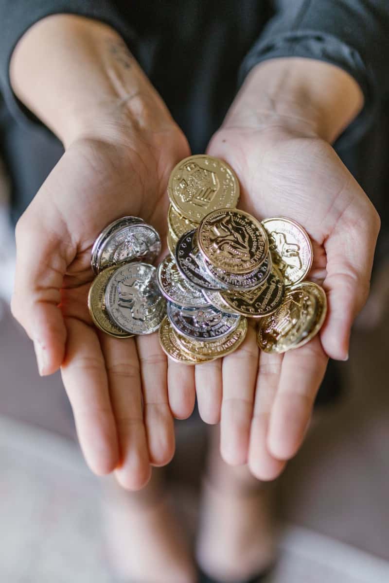 anonymous person holding coins